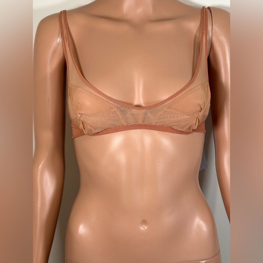 New THE ATTICO Bra Top in Peach pink nude sheer mesh comfy